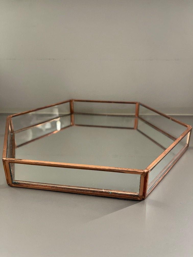 Rose Gold mirror tray, Women's Fashion, Jewelry & Organizers, Accessory