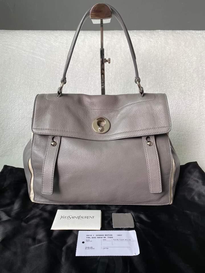 Saint Laurent Muse Small Shoulder Bag (Category: Luxury Bags & Wallets) located in Manila. Submitted by bagislifeshop (Listing ID 1187642918, Image 1). Description: ▪️Saint Laurent Muse Small shoulder bag▪️ ☑️Available in Manila ✅Condition: 8/10 ✅Colour and material: Grey Calf leather and beige fabric ✅Dimensions: 31 x 23 x 14cm ✅Inclusions: replacement dust bag, cards and leather swatch.