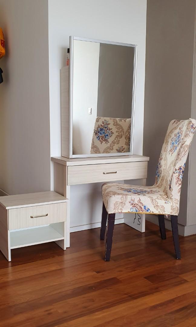 Set: two side tables+ chair +dressing table with miror and storage ...