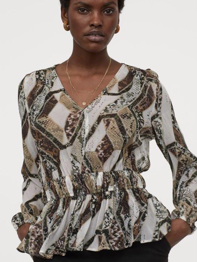 H&m snake top print blouse