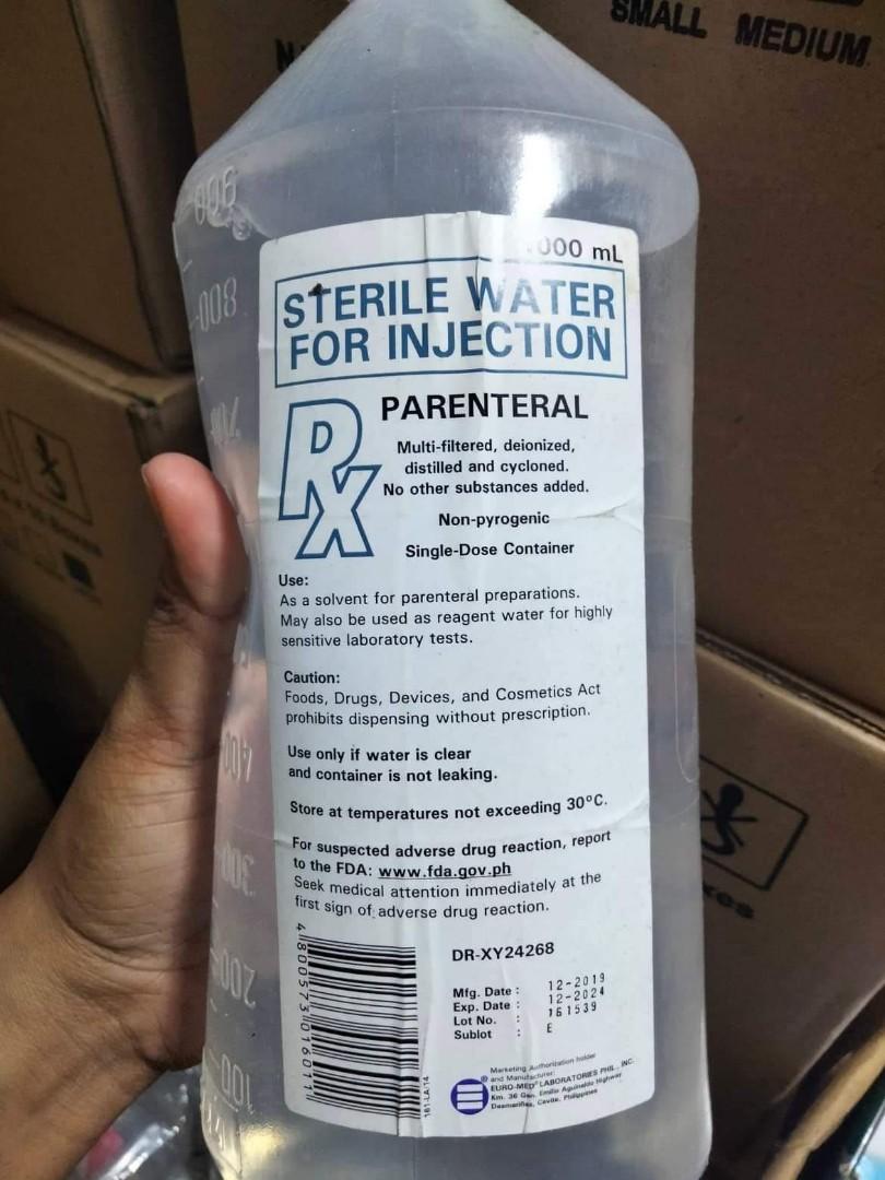 Sterile Water for Injection (1000mL), Health & Nutrition, Medical Supplies & Tools on Carousell
