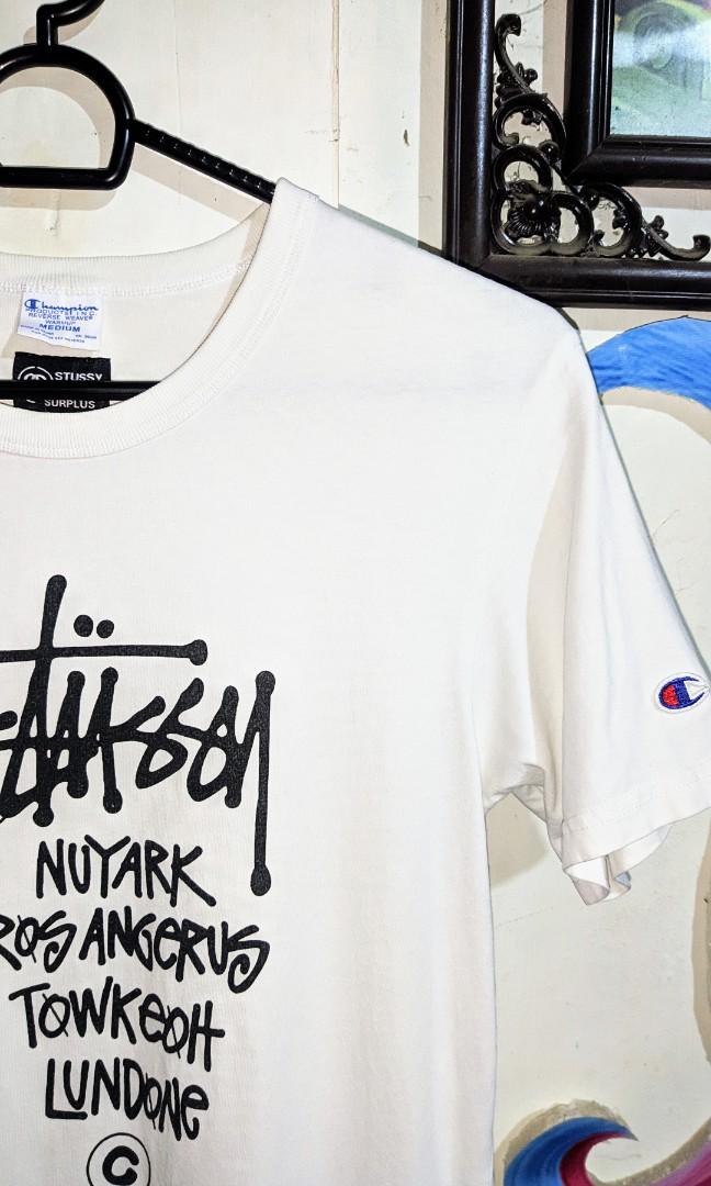 Stussy x champion SS17 shirt Men s Fashion Tops Sets Tshirts