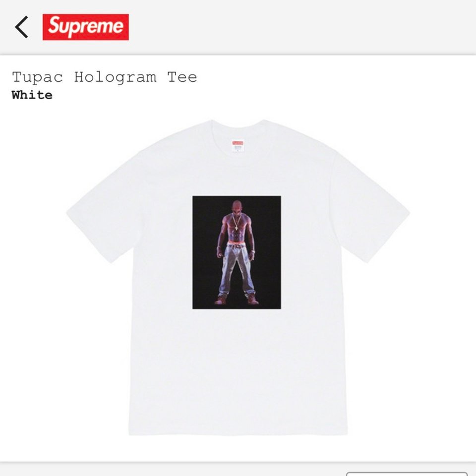 Supreme Tupac Hologram Tee White Size M SS20, 男裝, 上身及套裝