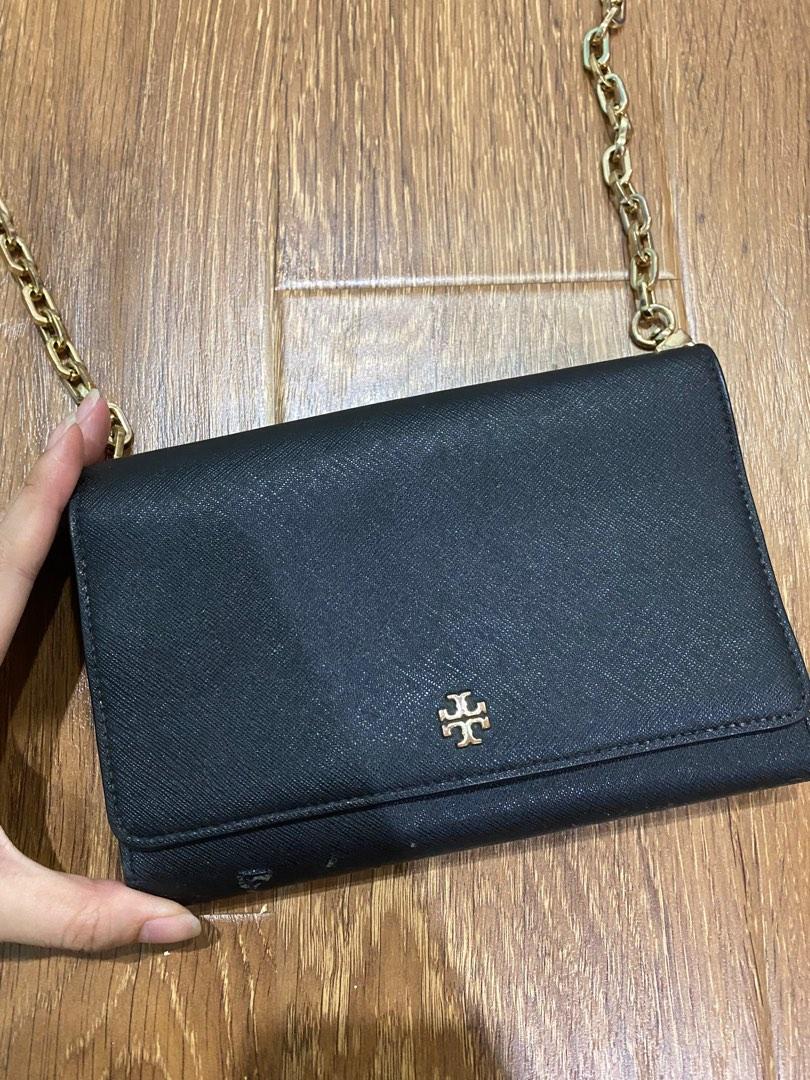 TORY BURCH SLING BAG BLACK GOLD CHAIN, Luxury, Bags & Wallets on Carousell