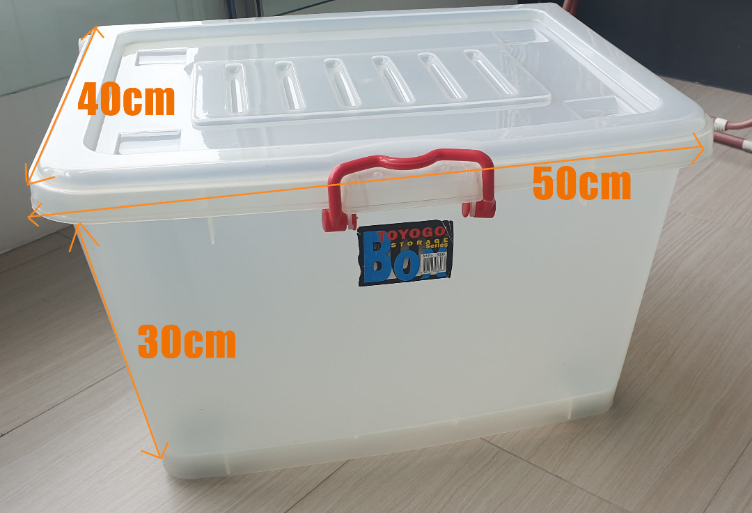 Toyogo translucent storage box with wheels (approx 50cm x 40cm x 30cm