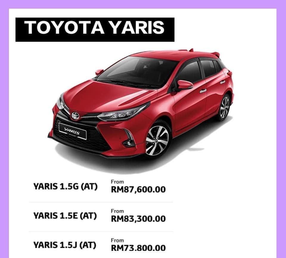 Car toyota yaris price