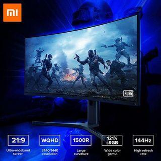 XIAOMI 34" Curved Gaming Monitor 21:9 UWB Fish Screen 3440 1440 WQHD  Resolution 121% sRGB 144Hz High Refresh Rate 1500R Curvature
