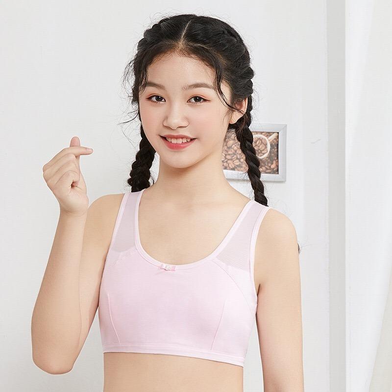 Young Girls Kids Junior Student Cotton Wireless Bra Singlet