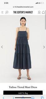 yulissa tiered maxi dress in ash blue