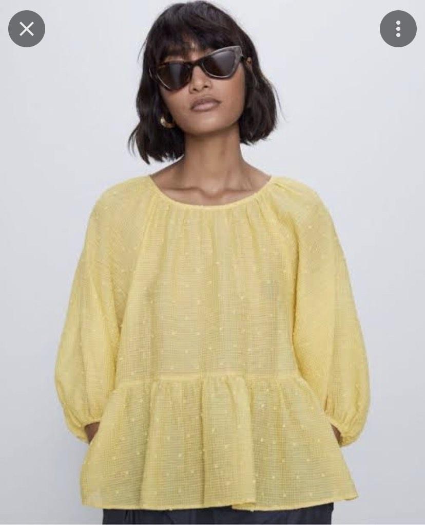 Dotted mesh blouse zara Clearance