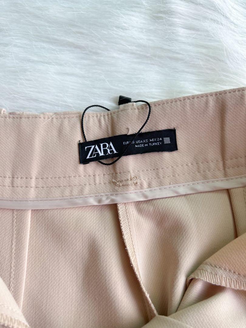 Zara High Waist Seamed Beige Trousers, Women's Fashion, Bottoms