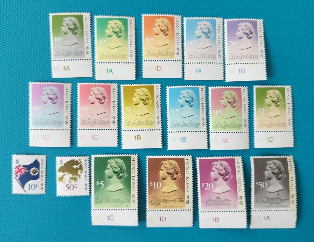 1987 香港郵票(英女皇伊利莎伯二世通用郵票第六套。一套15張。連捲筒票
