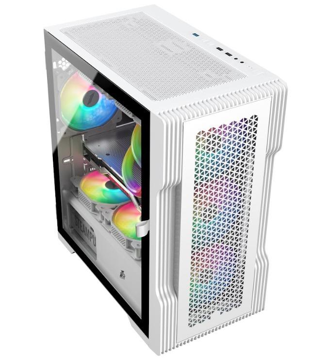 1st player TRILOBITE T3 BLACK WHITE Micro ATX Tempered Glass Gaming ...
