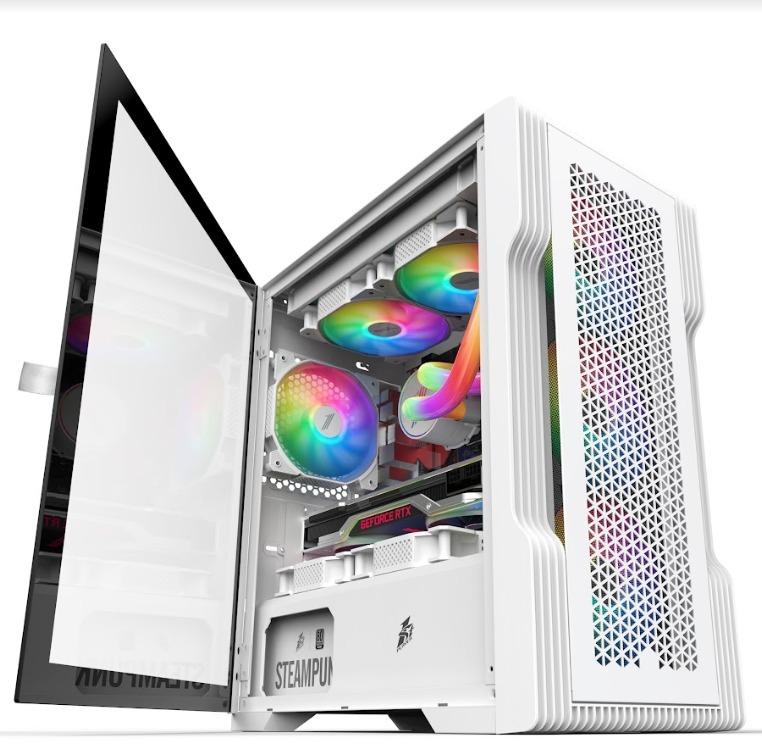 1st player TRILOBITE T3 BLACK WHITE Micro ATX Tempered Glass Gaming ...