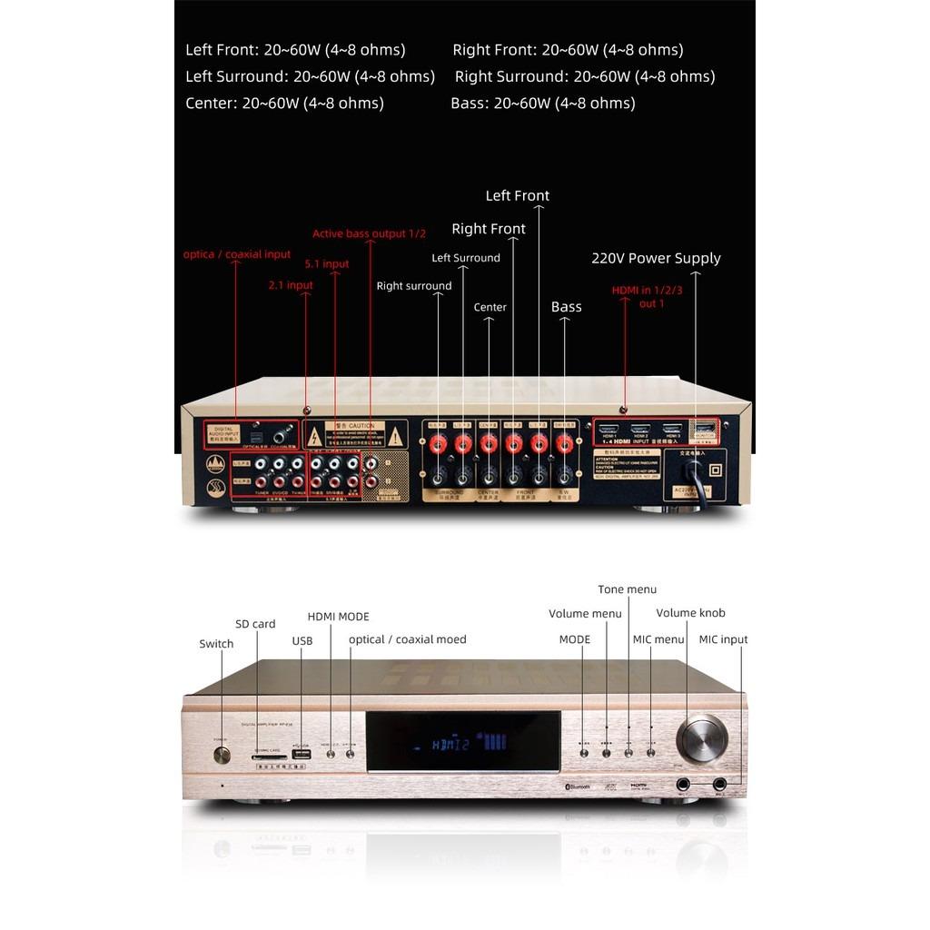 5.1 Home Theater Amplifier HDMI and ARC HD Digital Optic Coaxial Audio