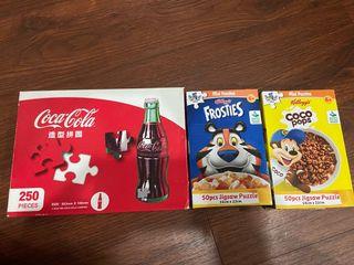 可樂和麥片的拼圖一組