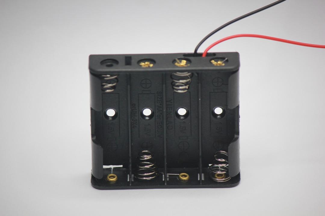 AA BATTERY HOLDER CASE FOR DOUBLE A BATTERY, 1.5V 4-SLOT w/ WIRE LEADS ...