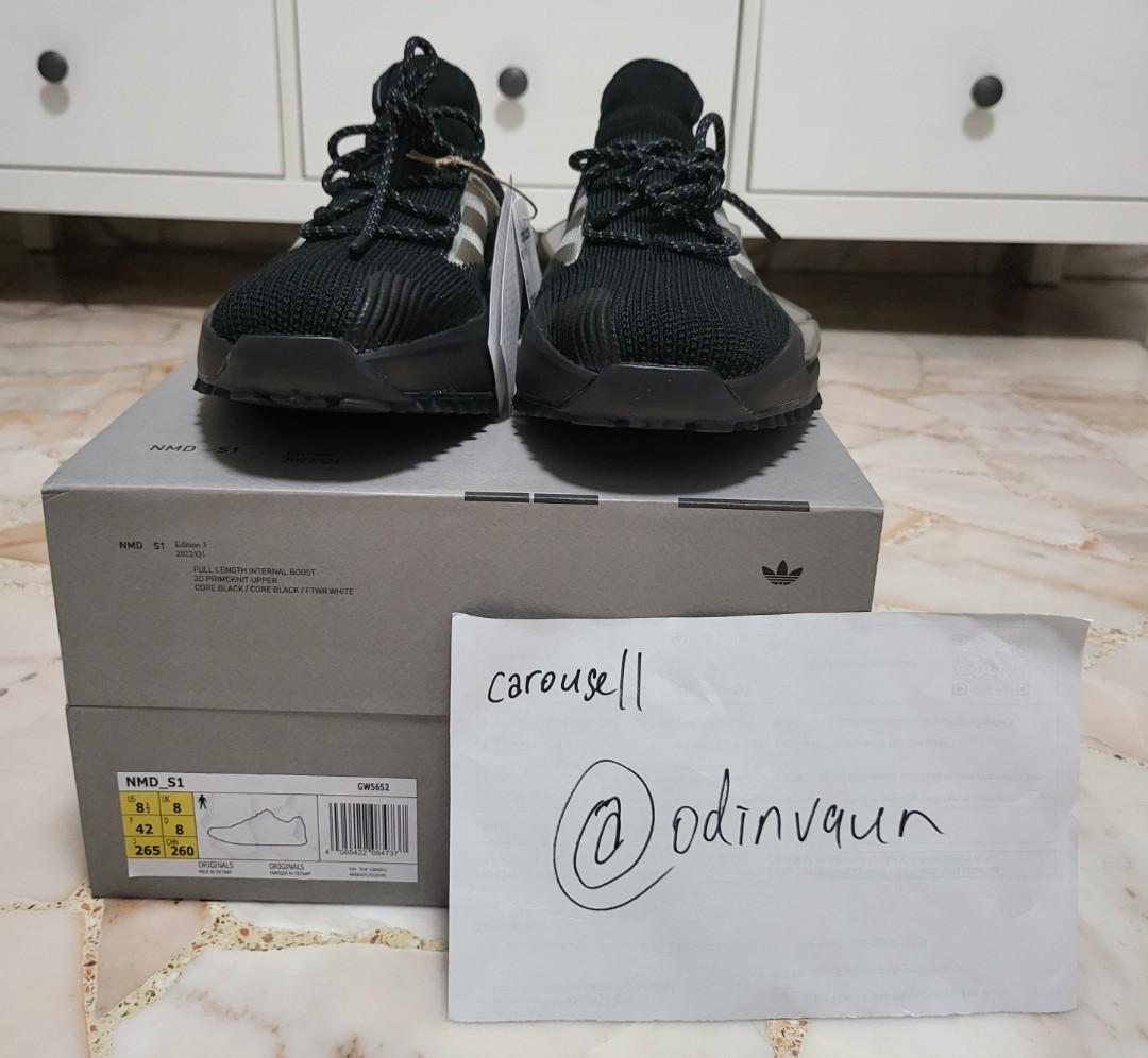Adidas NMD S1 Core Black US8.5 UK8 UNDER RTP SALE Men s Fashion Footwear Sneakers on Carousell