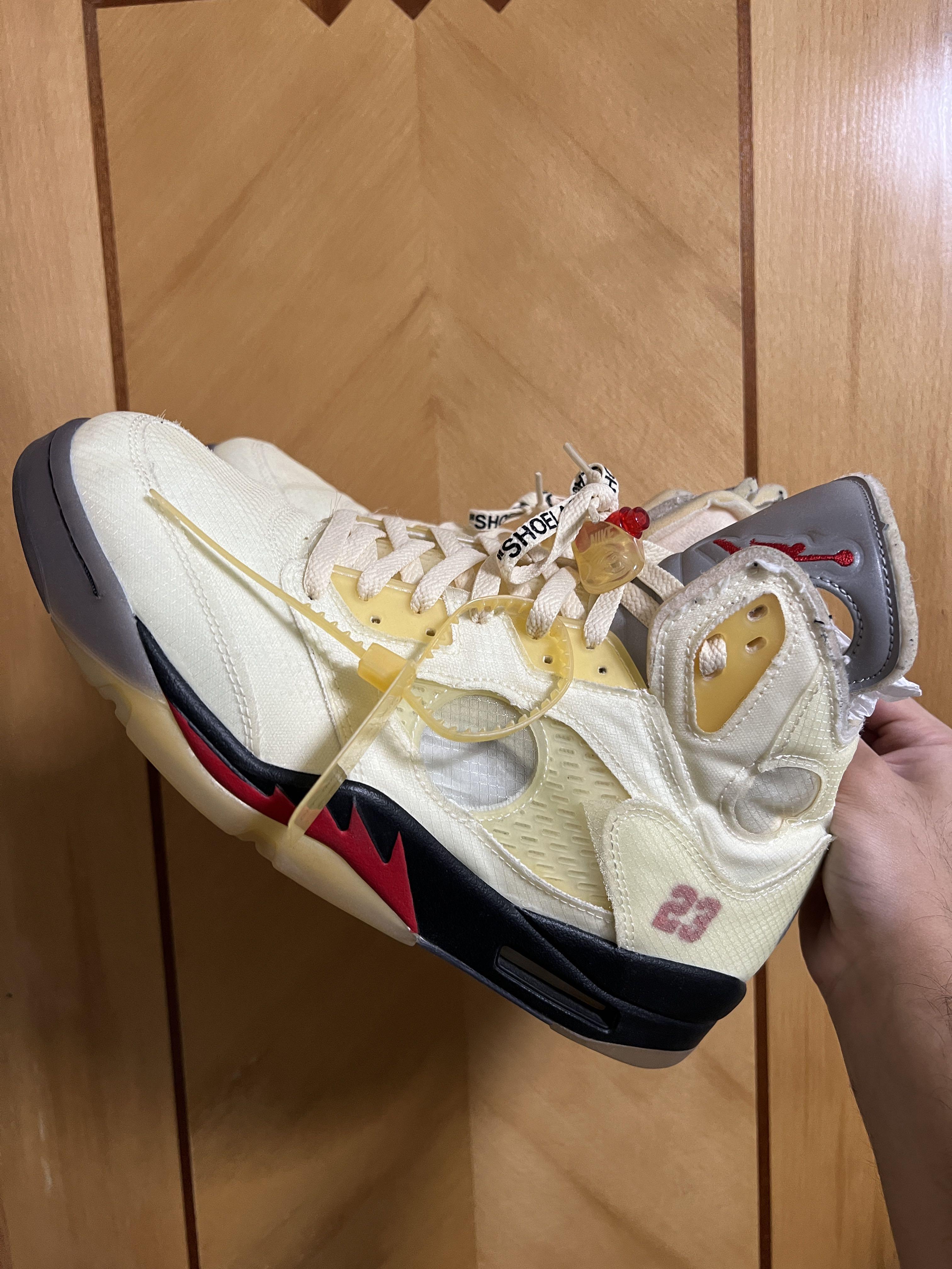 Air Jordan 5 Off White Sail - US 12, 男裝, 鞋, 波鞋- Carousell