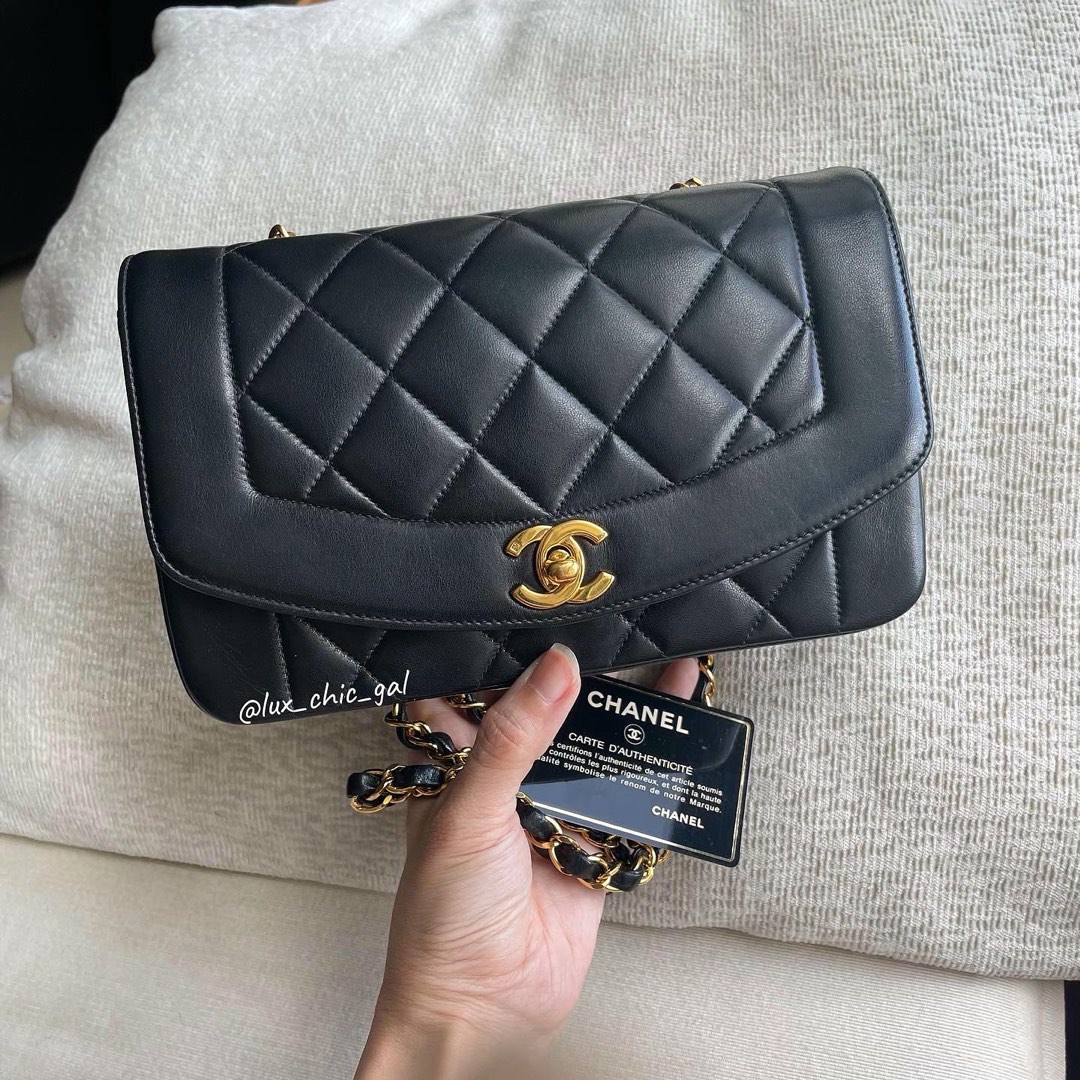SOLD**AUTHENTIC CHA NEL Diana 9 Flap Bag 24k Gold Hardware ❤️ FULL BOX  SET, Luxury, Bags & Wallets on Carousell