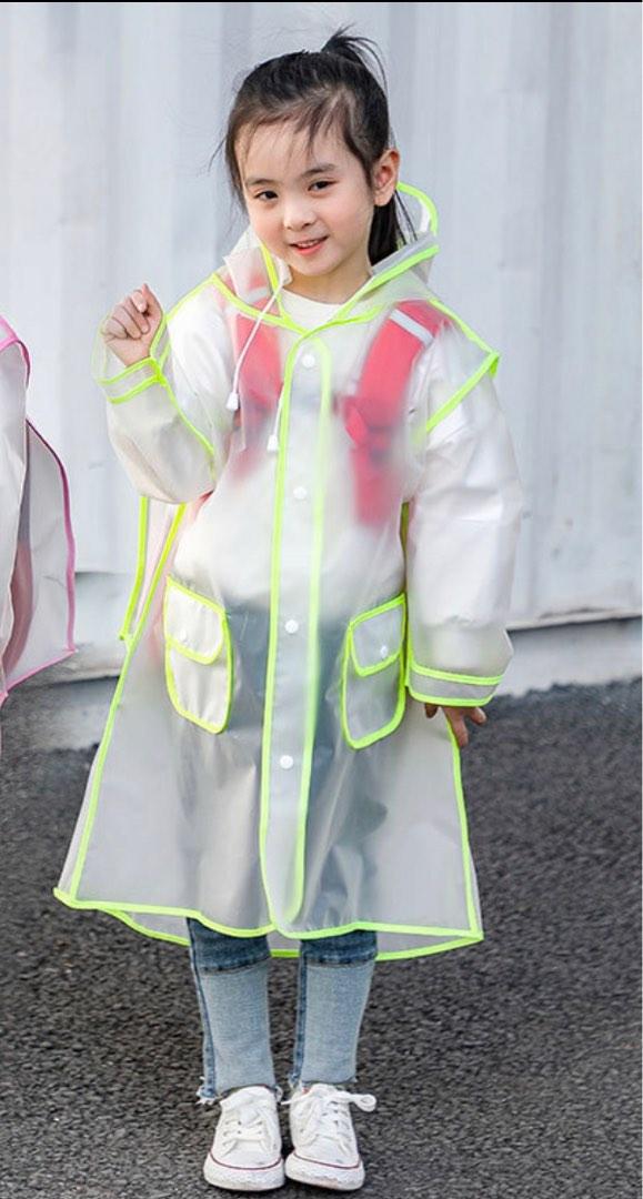 Backpack EVA Kids Children Transparent Raincoat Waterproof Cute Rain Coat Plastic Jacket Coat