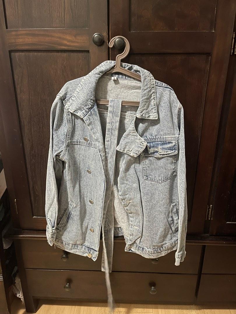 belted denim coat