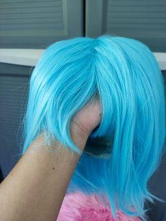 blue wig short hair