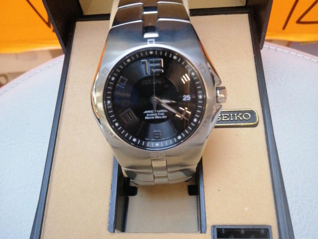 新店開張）Brand new Vintage Seiko 5J32-0AP0 Kinetic Auto Relay 100meters  Stainless steel Watch ( Sapphire Crystal ) （有代客換電和改帶服務） (歡迎消費券）, 男裝, 手錶及配件,  手錶- Carousell