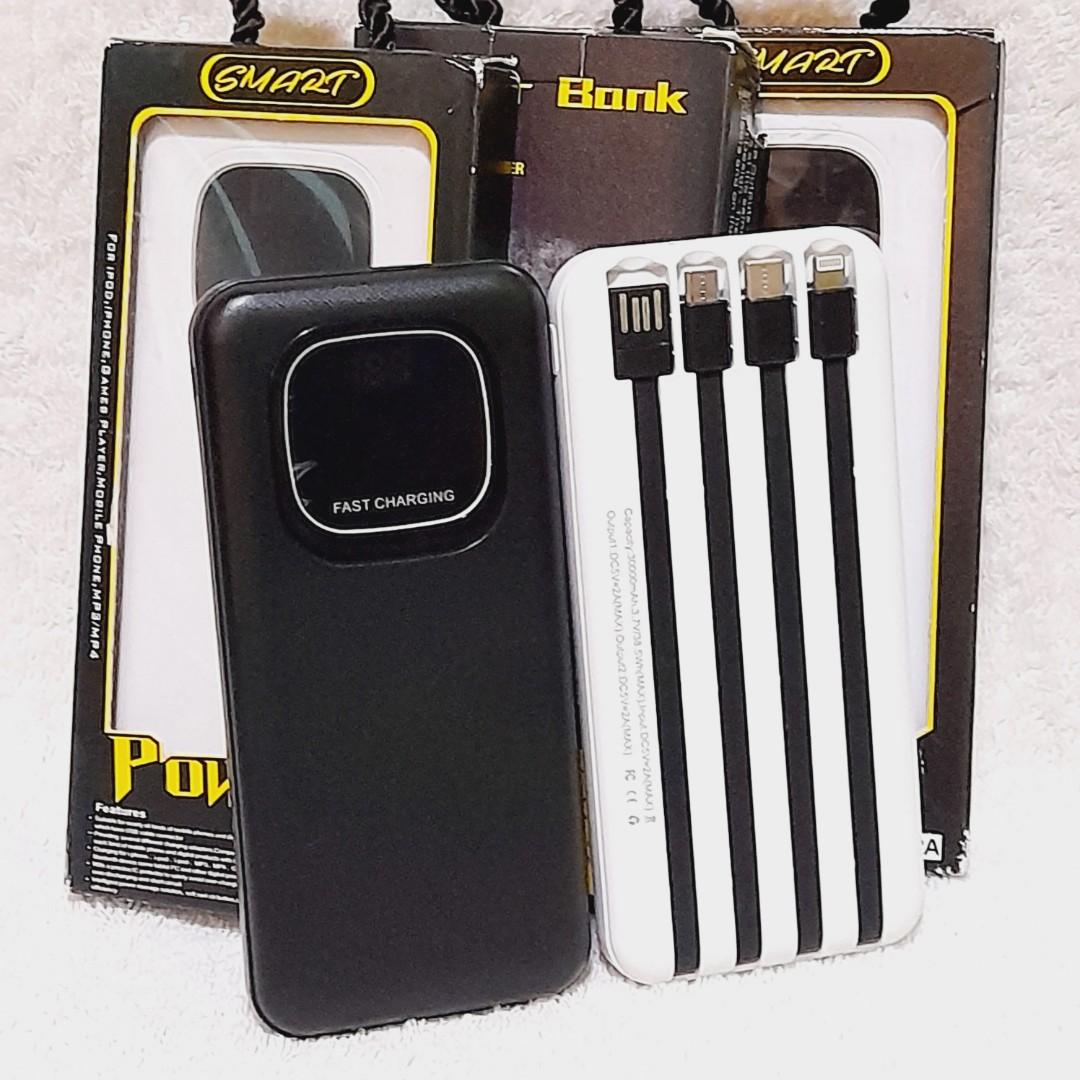 Built in cords powerbank (Category: Batteries & Power Banks) located in Paranaque City. Submitted by audioaddict0517 (Listing ID 1182607662, Image 1). Description: Specification: Item Name: Built in Cable Power Bank with LED Digital Display Capacity: 30000mAh Input: 5V/2A Output: 5V/2A Material:ABS Plastic.