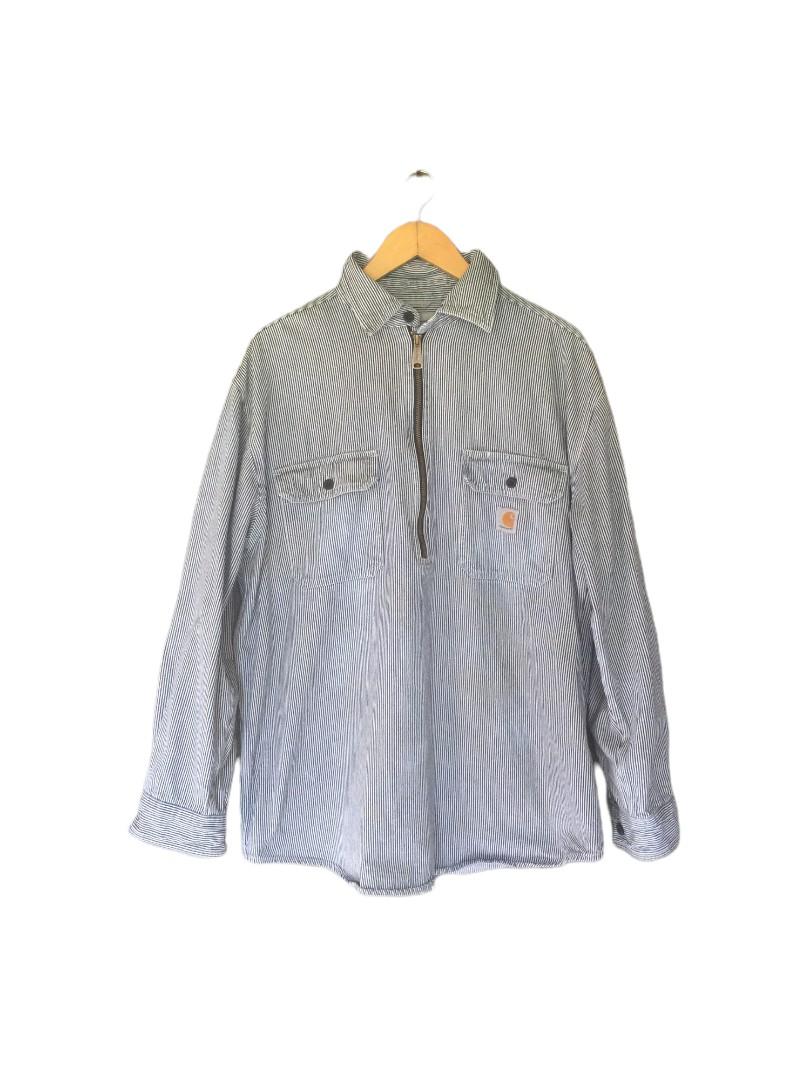 Carhartt men's hickory stripe shirt denim quarter zip store
