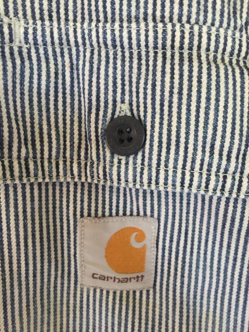 Carhartt men's hickory stripe shirt denim deals quarter zip