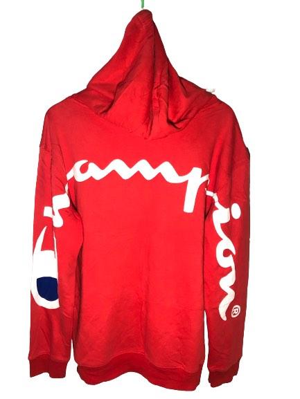 Champion big hot sale script hoodie