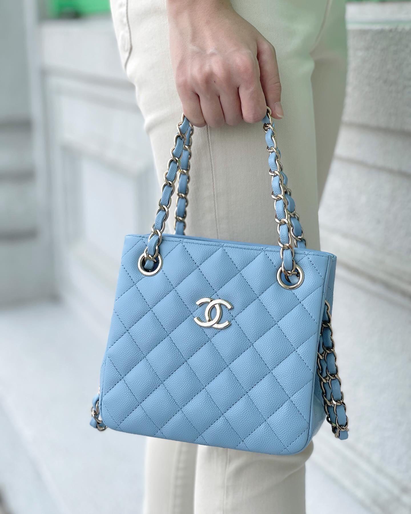 Chanel Mini Bucket Bag 22S Sky Blue (Limited Edition), Luxury, Bags &  Wallets on Carousell