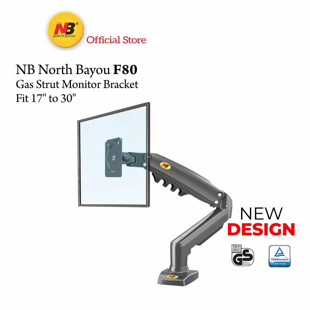 North Bayou F80 Full Motion Swivel Arm Gas Strut LED Monitor TV Desk Mount  Stand for 17-30 Display 