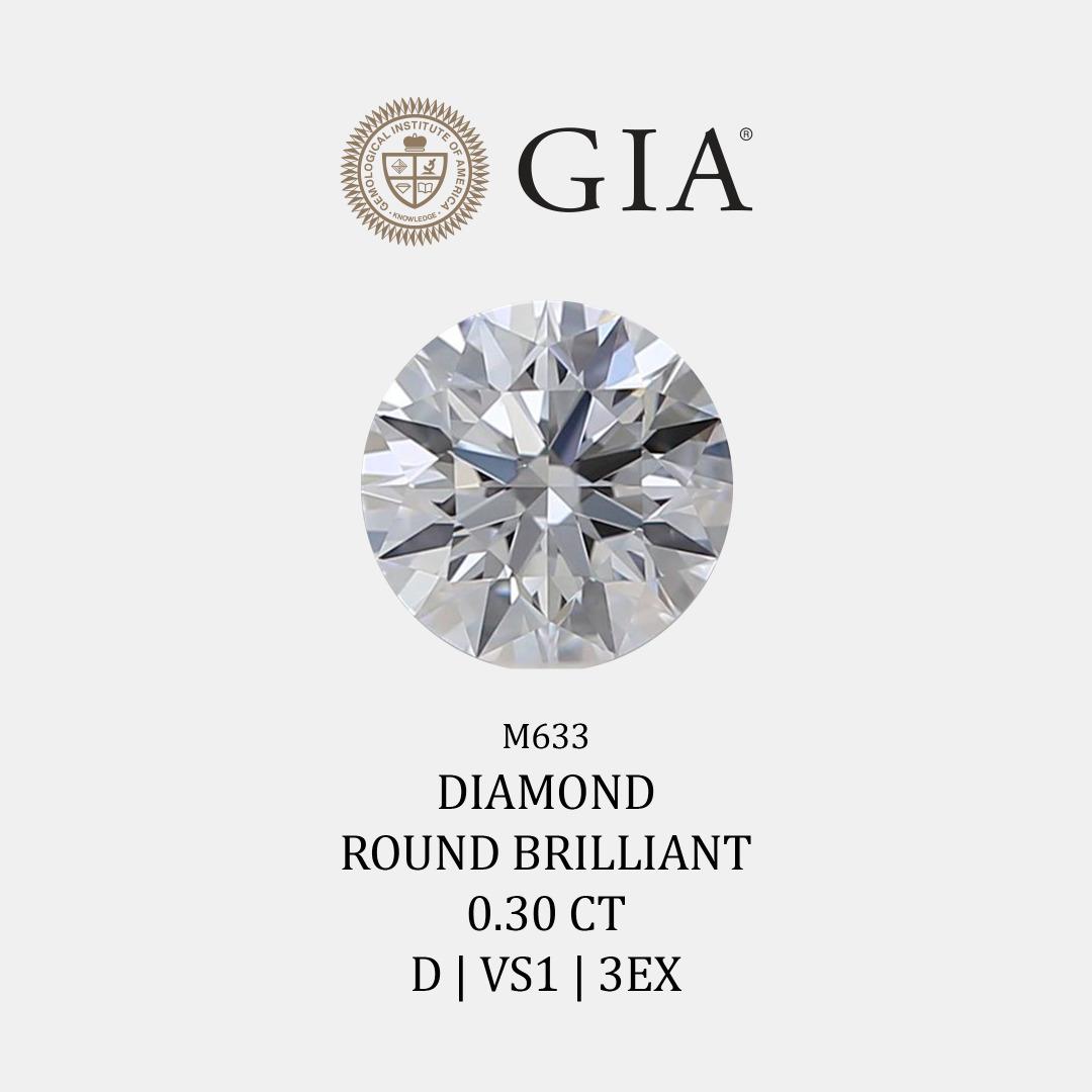 Diamond 0.30CT GIA Certificate D VS1 3EX M633 White Colourless