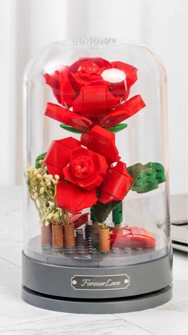 Brick Lego Artificial Red Rose Music box gift, Furniture & Home Living,  Home Decor, Artificial Plants & Flowers on Carousell