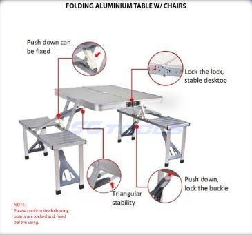 Aluminium folding table store & chair set