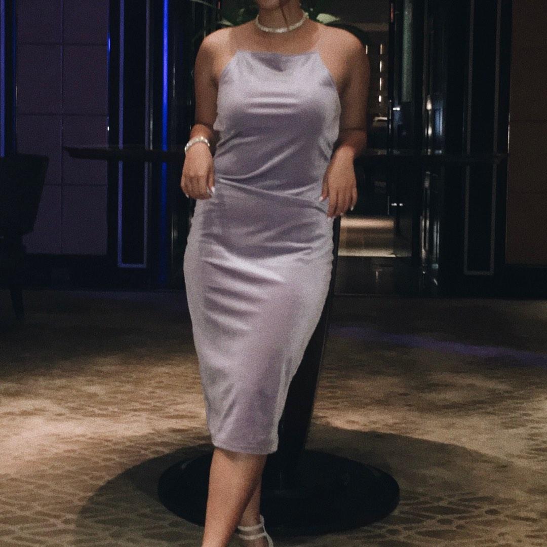 Forever 21 Lilac Lavender Purple Halter Velvet Midi Dress Women s