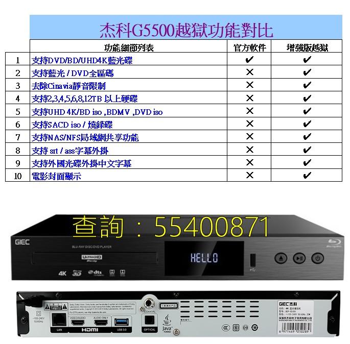 GIEC 杰科G5500 4K藍光Blu-ray機，越獄增強版，行貨保用一年。, 家庭