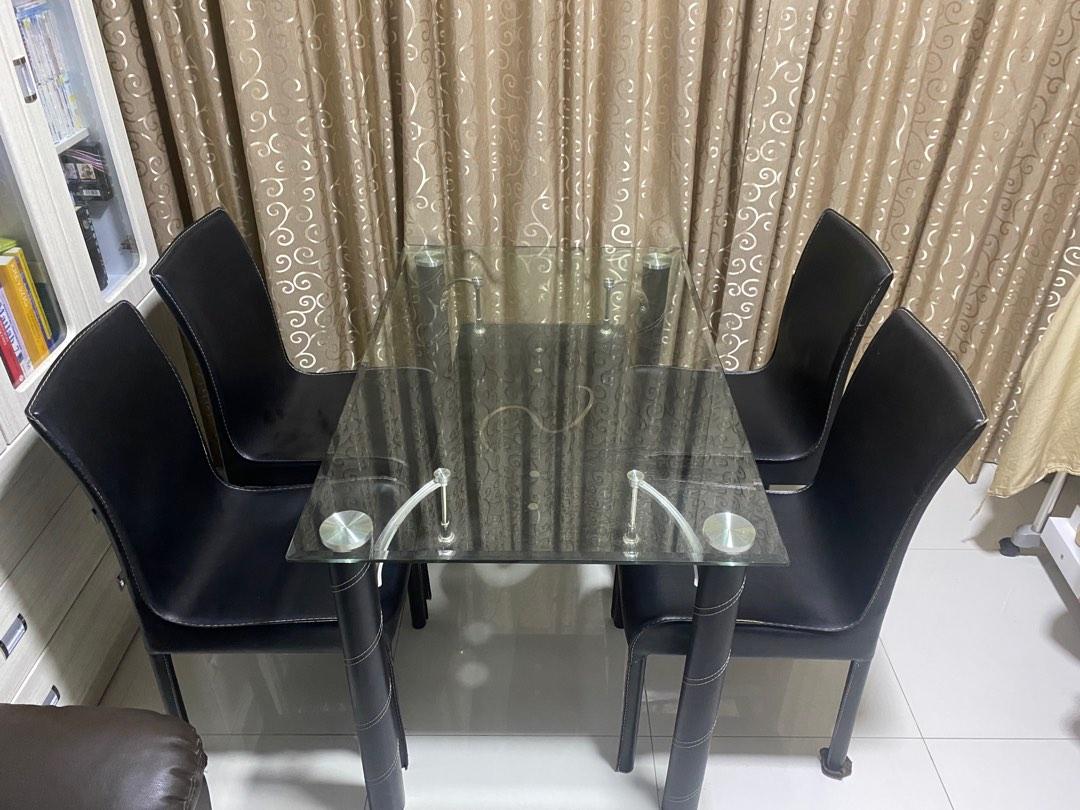Glass Dining Table, Furniture & Home Living, Furniture, Tables & Sets