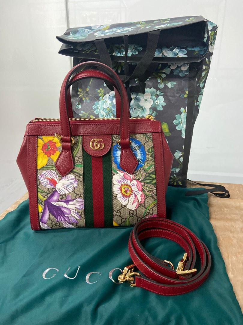 Gucci red hot sale floral bag
