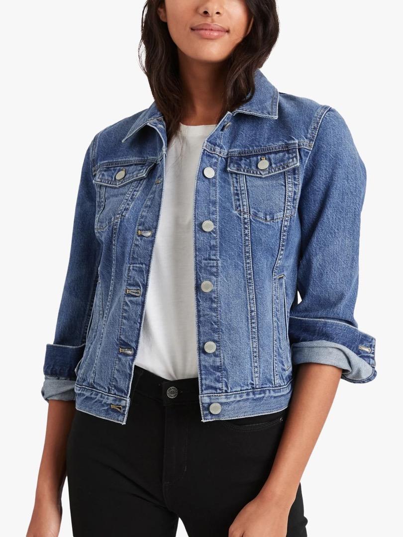 H M Denim Jacket Dark Blue Women s Fashion Coats Jackets and