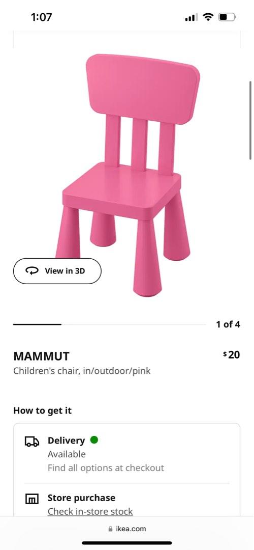 IKEA children chair pink, Babies & Kids, Baby Nursery & Kids Furniture