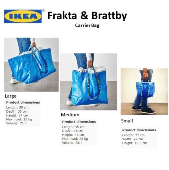 5 x IKEA BRATTBY Small Bag Grocery Laundry Shopping Storage Tote FREE  SHIPPING 