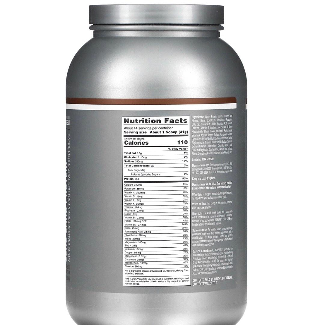 Isopure whey protein isolate, Health & Nutrition, Health Supplements