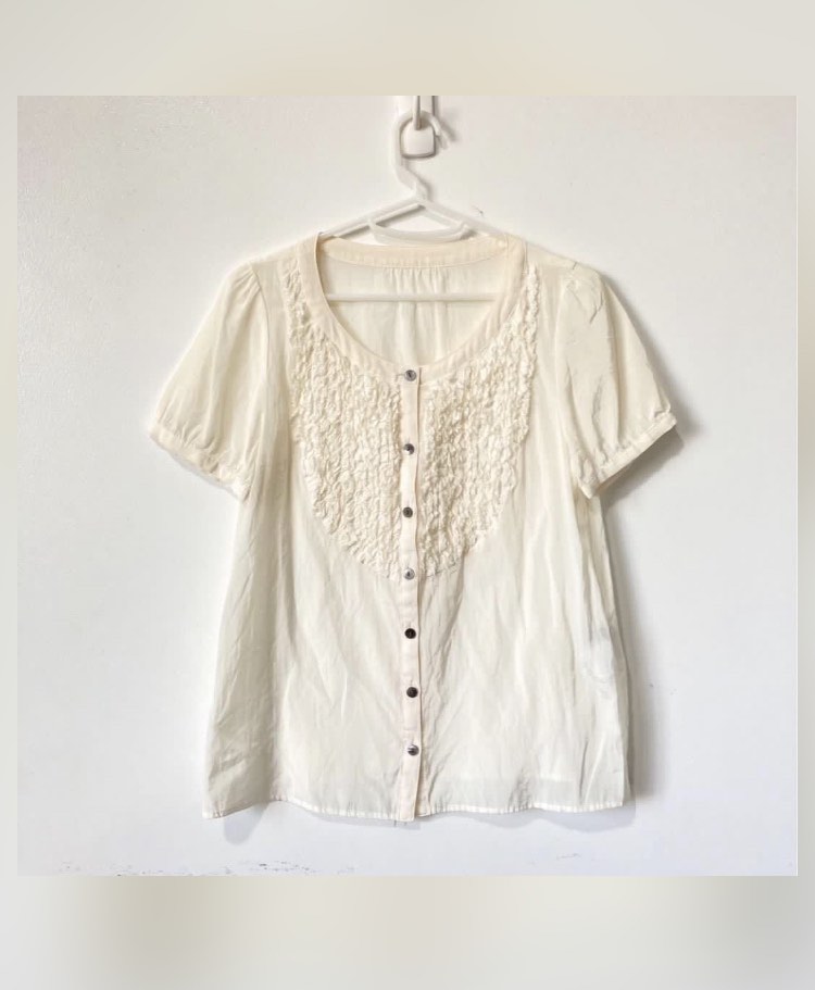 Cottagecore Sheer Lace Blouse, Women's Fashion, Tops, Blouses on Carousell