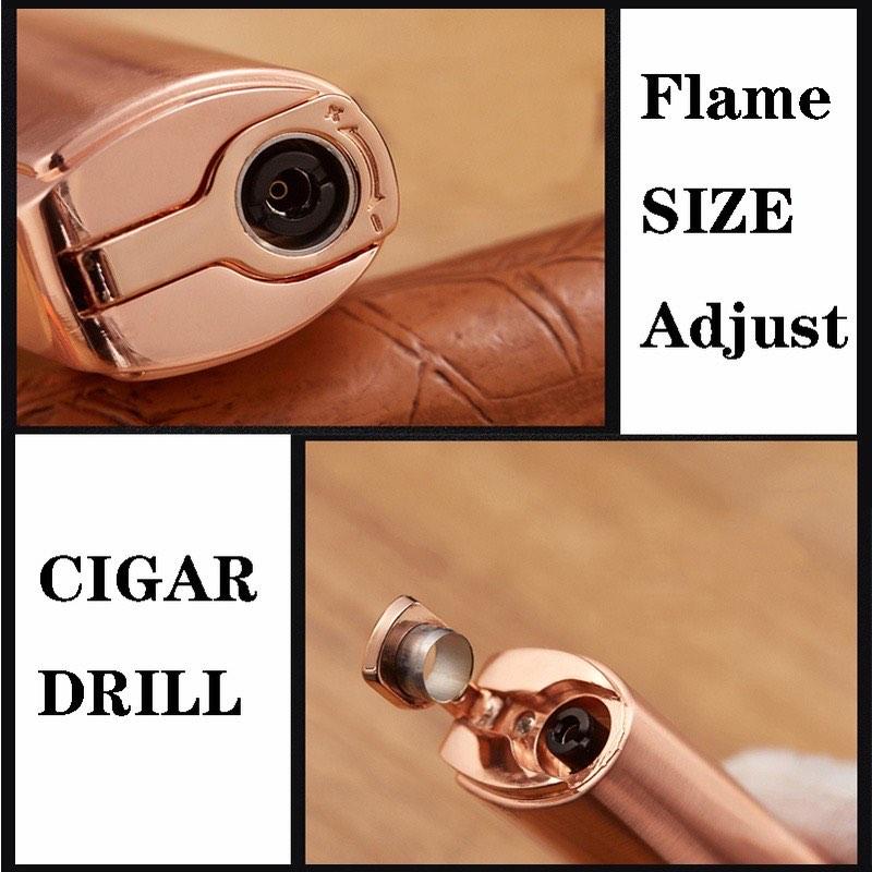 JOBON Windproof Torch Lighter Adjustable Triple Powerful Jet Flame