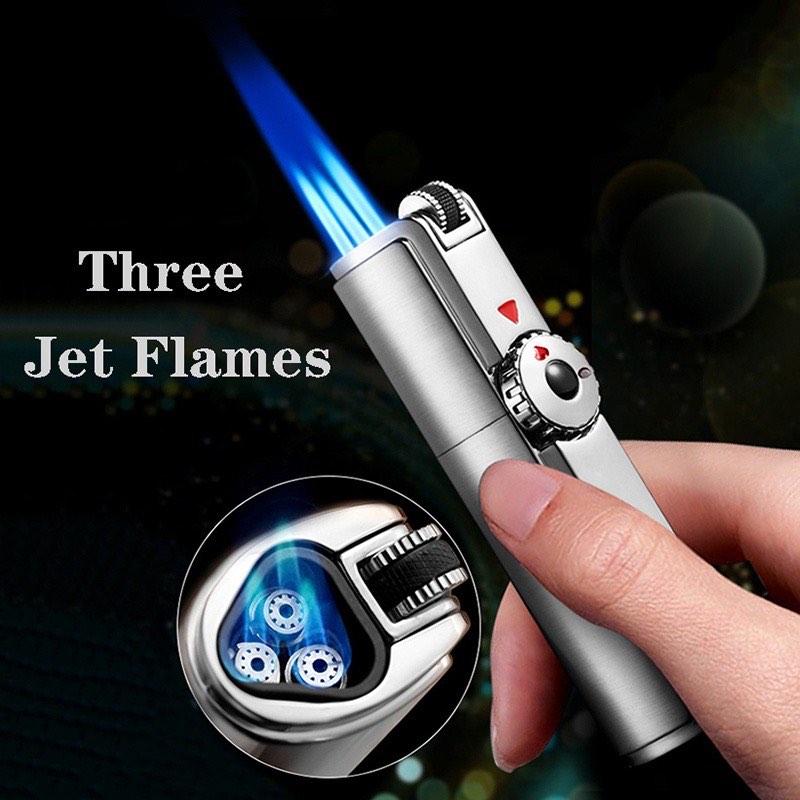 JOBON Windproof Torch Lighter Adjustable Triple Powerful Jet Flame
