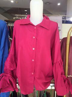 Kemeja oversized lengan serut