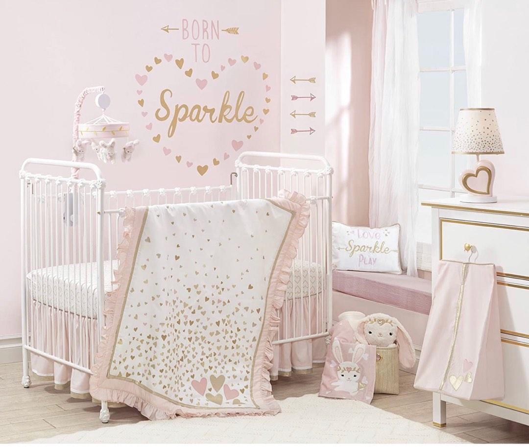 Rose gold crib bedding sales
